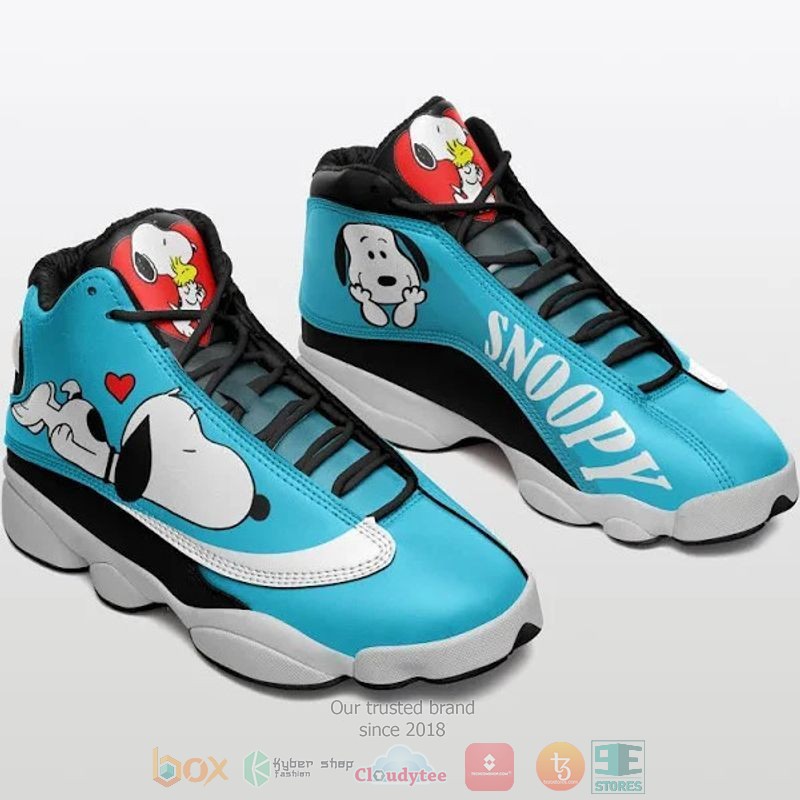 Snoopy_cyan_Air_Jordan_13_shoes