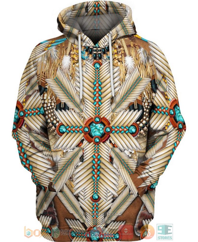 Brown_White_Bead_Feather_3D_Shirt_Hoodie