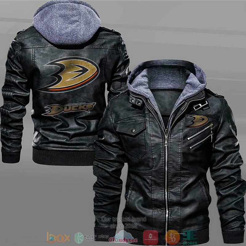 Anaheim_Ducks_Black_Brown_Leather_Jacket