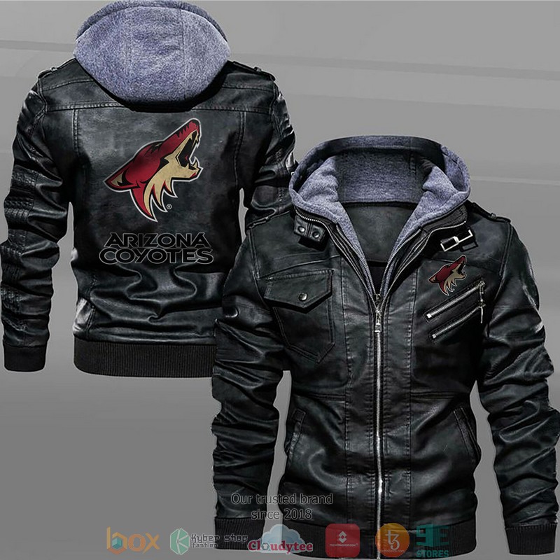 Arizona_Coyotes_Black_Brown_Leather_Jacket