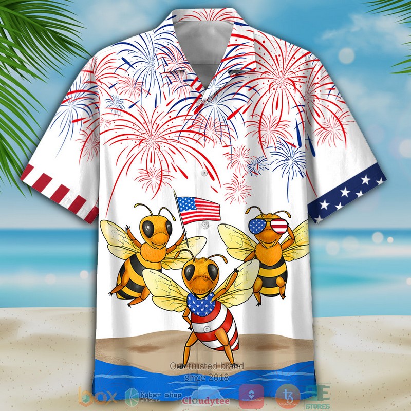 Bees_Independence_Day_Hawaiian_Shirt_Shorts