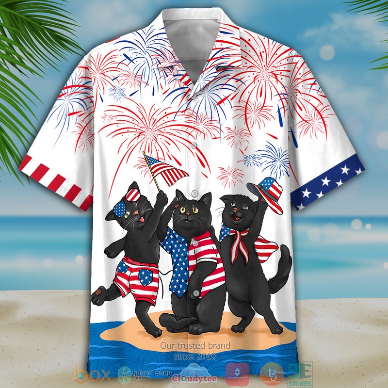 Black_Cat_Independence_Day_Is_Coming_Hawaiian_Shirt_Shorts