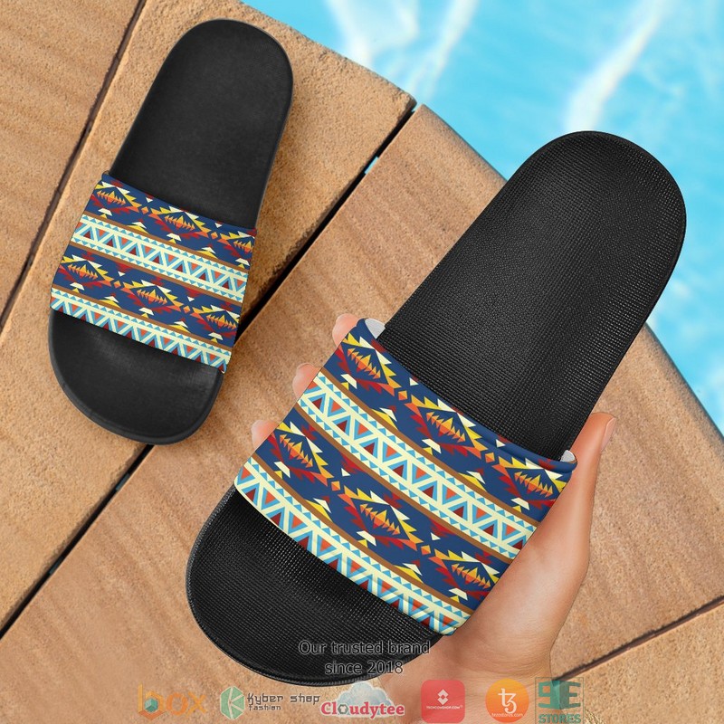 Blue_Pattern_Native_American_Slide_Sandals