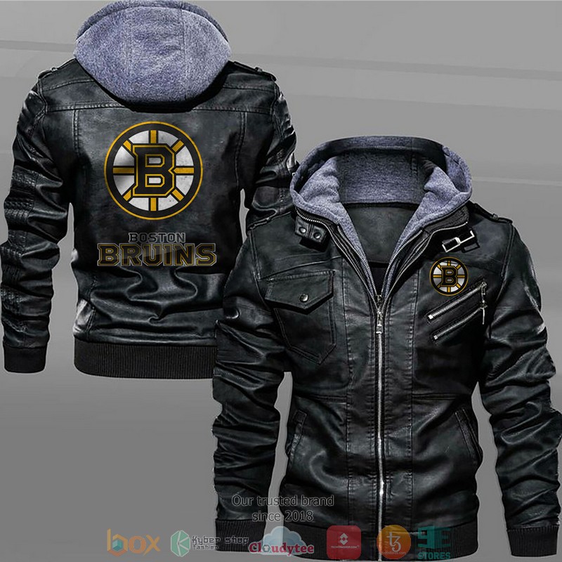 Boston_Bruins_Black_Brown_Leather_Jacket
