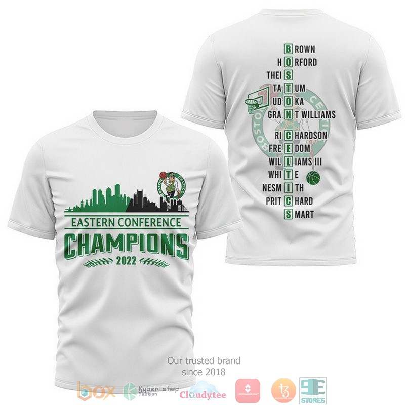 Boston_Celtics_Players_name_Eastern_Conference_Champions_2022_White_3D_shirt_Hoodie