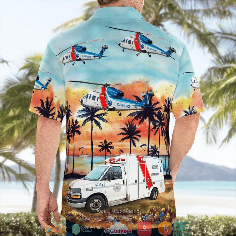 British_Columbia_Canada_British_Columbia_Ambulance_Service_Car_And_Sikorsky_S-76C_Hawaii_3D_Shirt_1