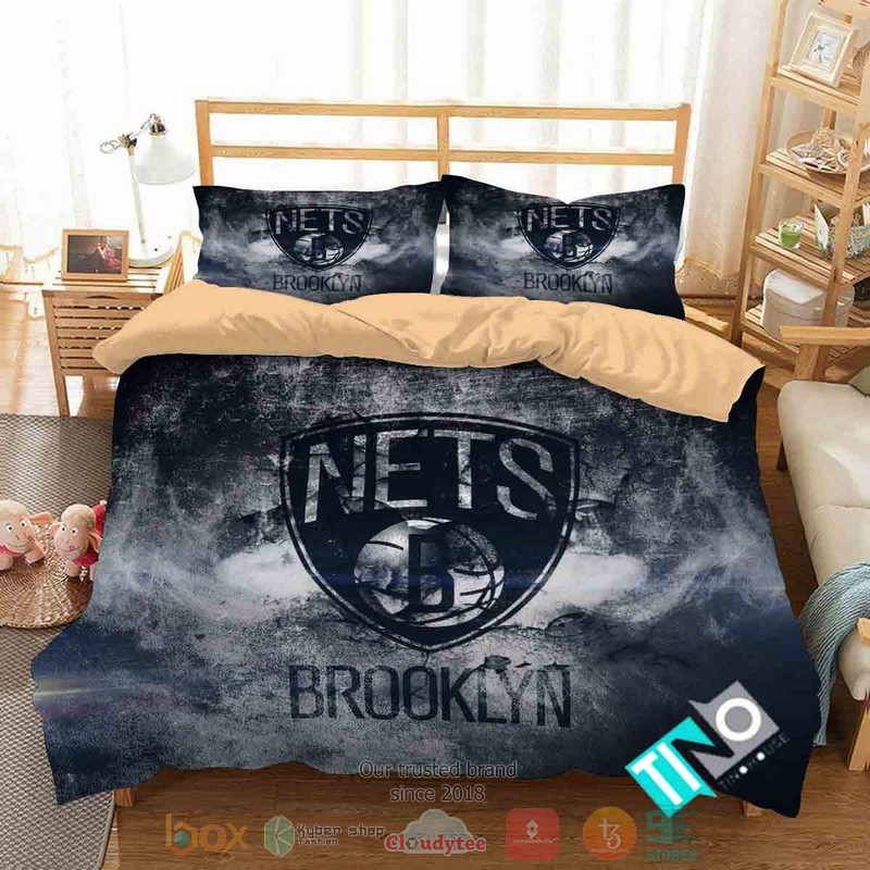Brooklyn_Nets_NBA_Logo_grey_Bedding_Set