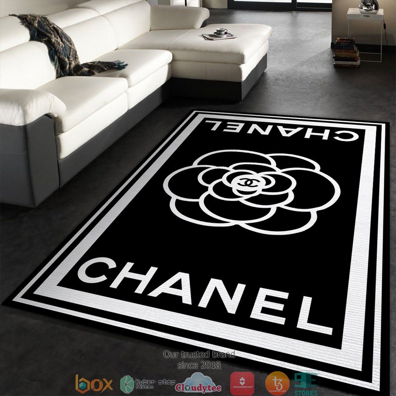 Chanel_Flower_Logo_Black_And_White_Rug_Carpet