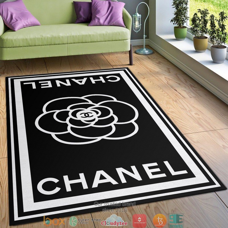 Chanel_Flower_Logo_Black_And_White_Rug_Carpet_1