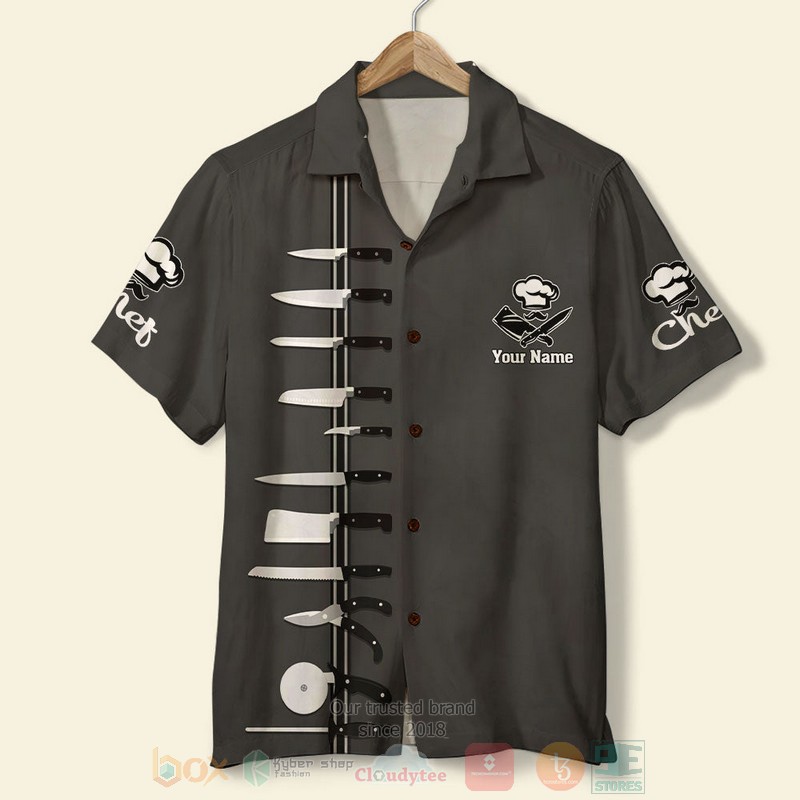 Chef_Hawaiian_Custom_Name_Black_Hawaiian_Shirt_Short