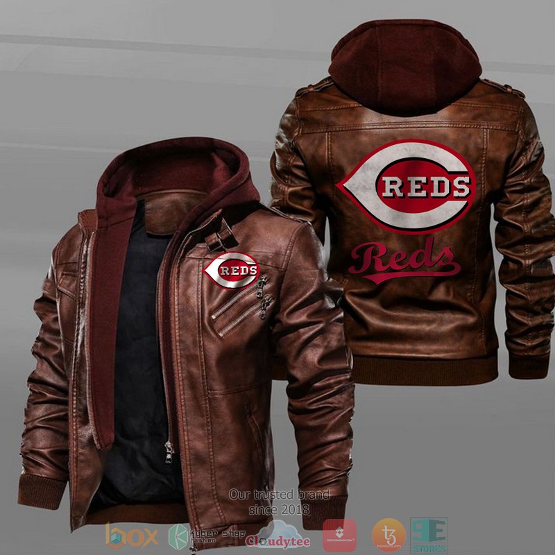 Cincinnati_Reds_Black_Brown_Leather_Jacket_1