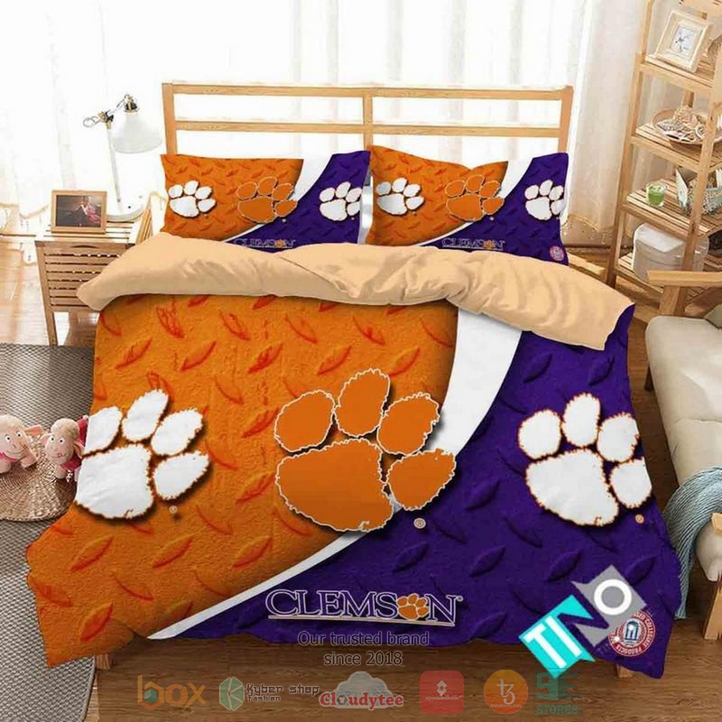 Clemson_Tigers_NCAA_logo_orange_purple_Bedding_Set