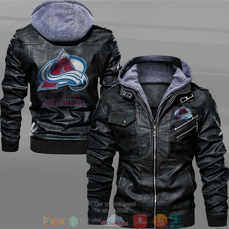 Colorado_Avalanche_Black_Brown_Leather_Jacket
