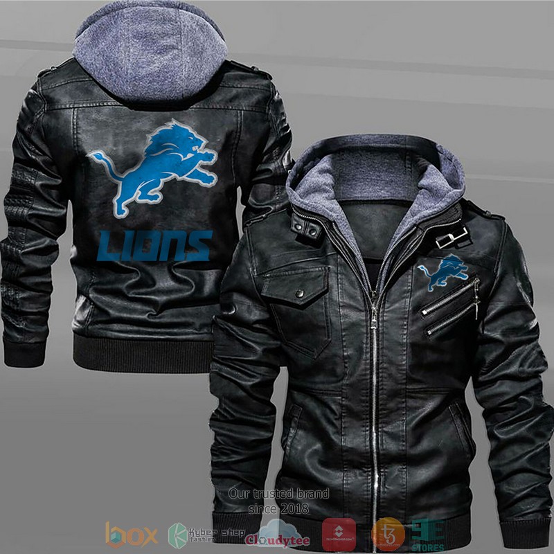 Detroit_Lions_Black_Brown_Leather_Jacket