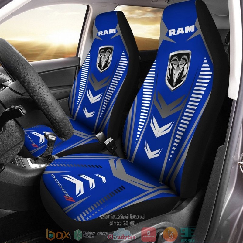 BEST Dodge Ram logo blue Universal Fit Car Seat Covers Boxbox