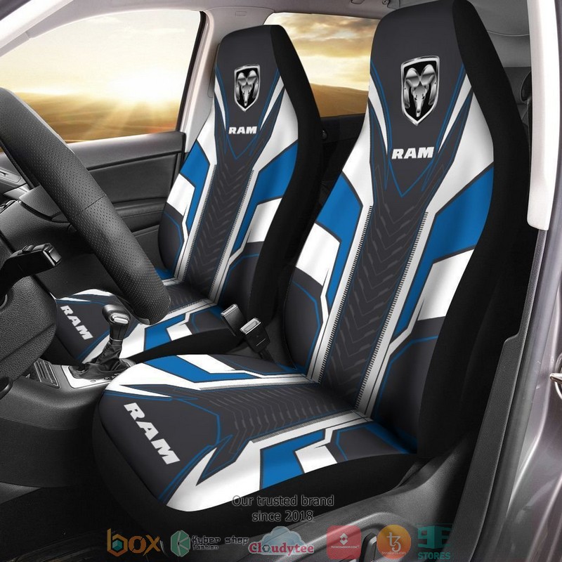 Dodge_Ram_logo_white_blue_Car_Seat_Covers