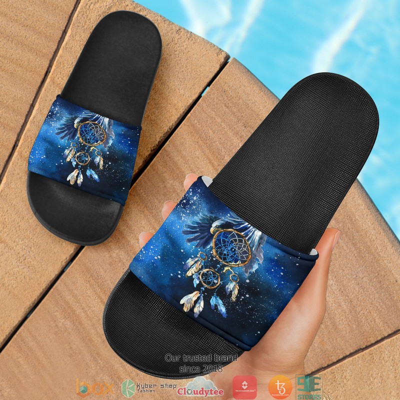 Dreamcatcher_Native_American_Blue_Galaxy_Slide_Sandals