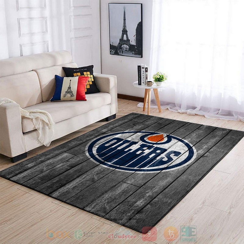 Edmonton_Oilers_NHL_Team_Logo_Grey_Wooden_Area_Rugs_1