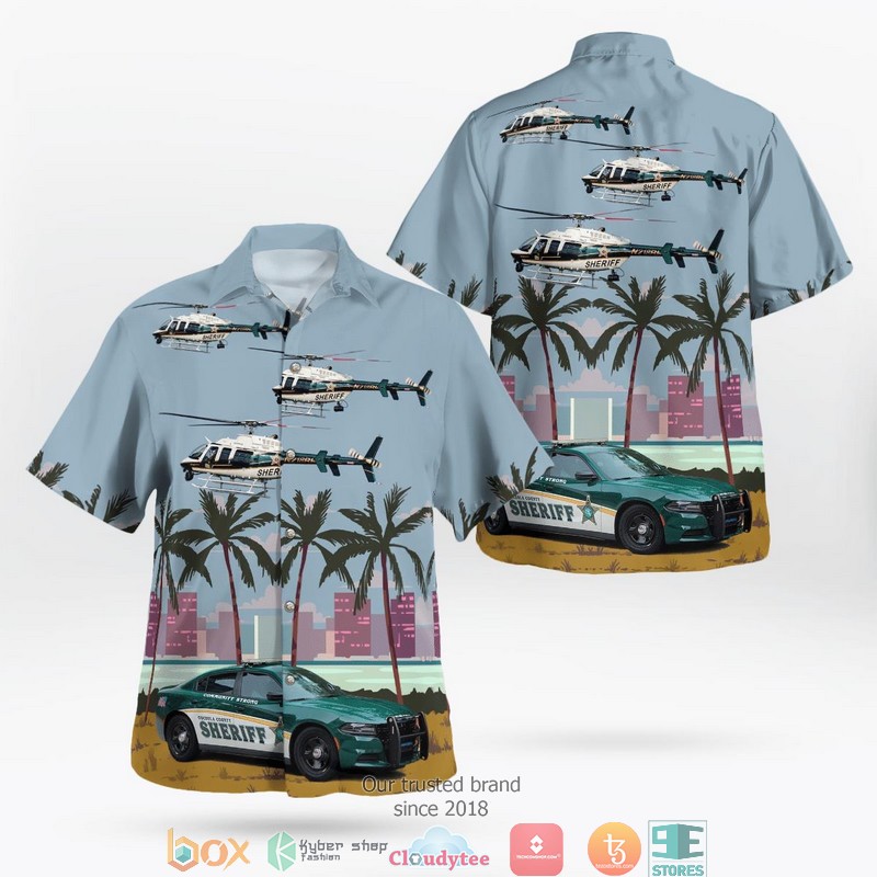 Florida_Osceola_County_Sheriff_Dodge_Charger_LX_And_Bell_407_Helicopter_3D_Hawaii_Shirt