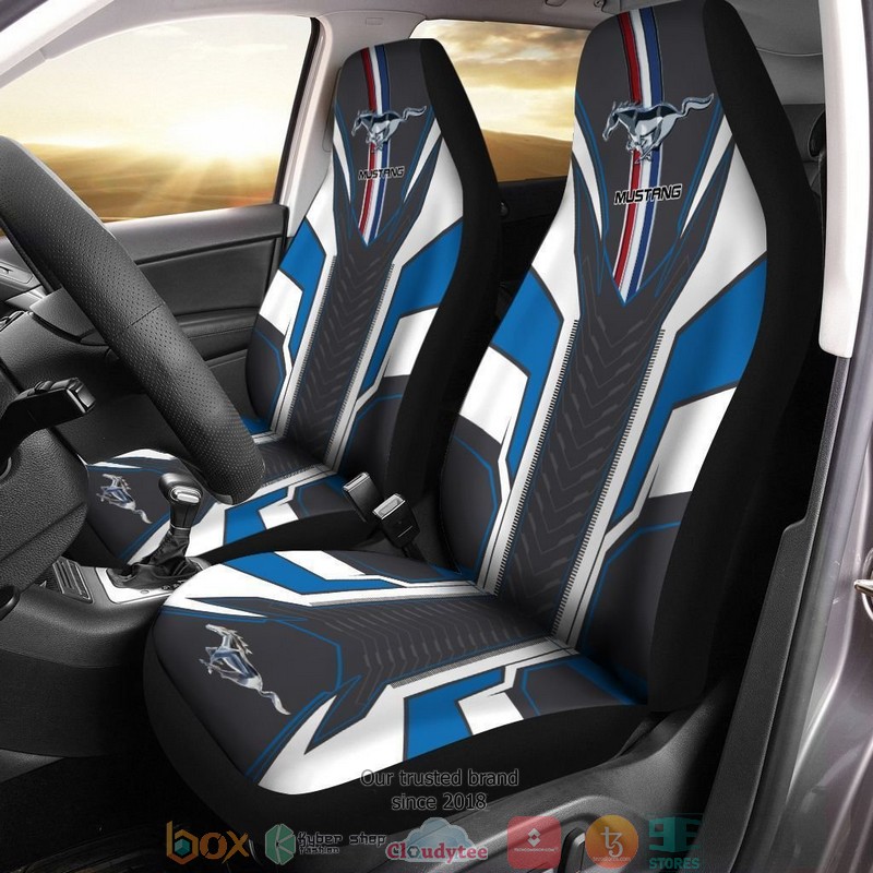 Ford_Mustang_Blue_white_Car_Seat_Cover
