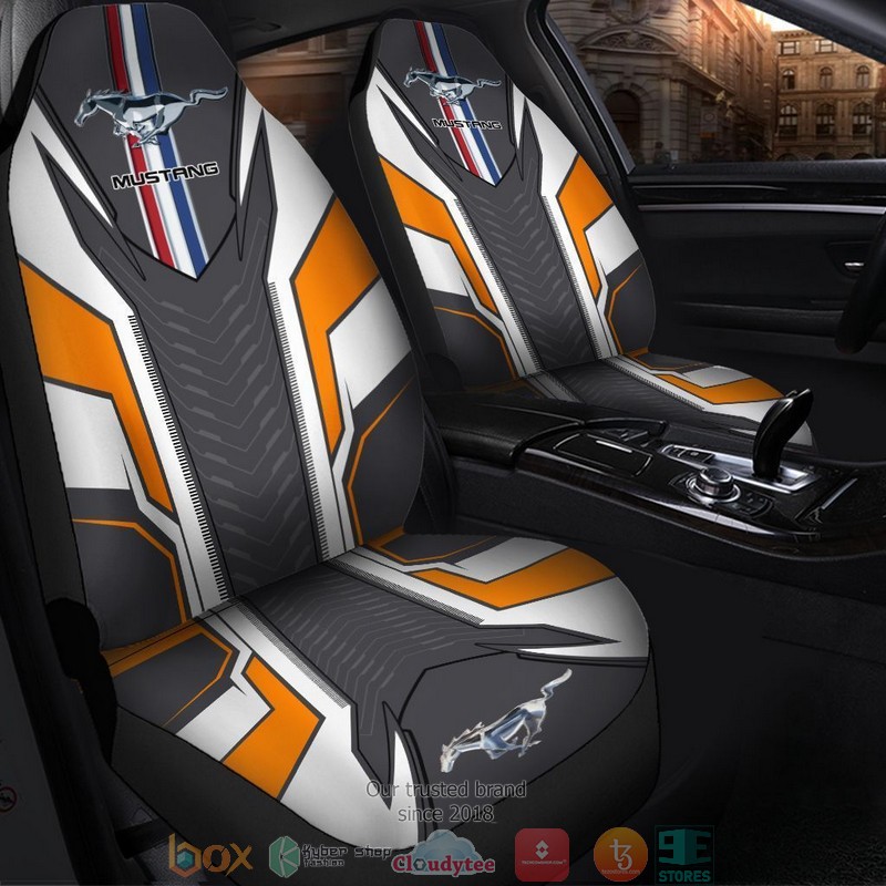 Ford_Mustang_Orange_White_Car_Seat_Cover_1