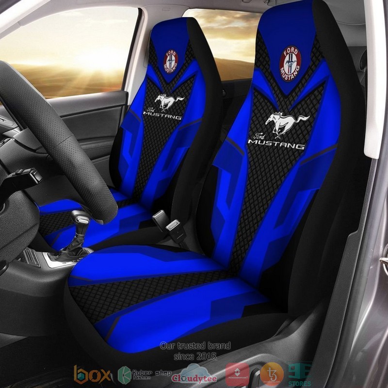 Ford_Mustang_black_blue_logo_Car_Seat_Cover