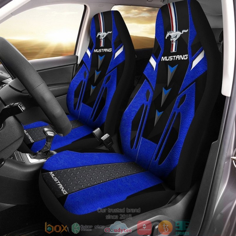 Ford_Mustang_blue_black_logo_Car_Seat_Cover