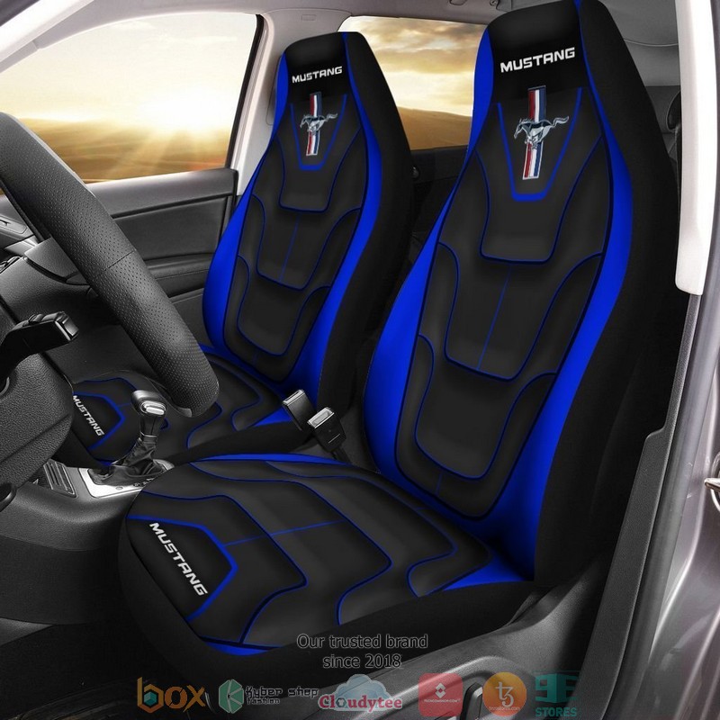 Ford_Mustang_logo_black_blue_Car_Seat_Cover
