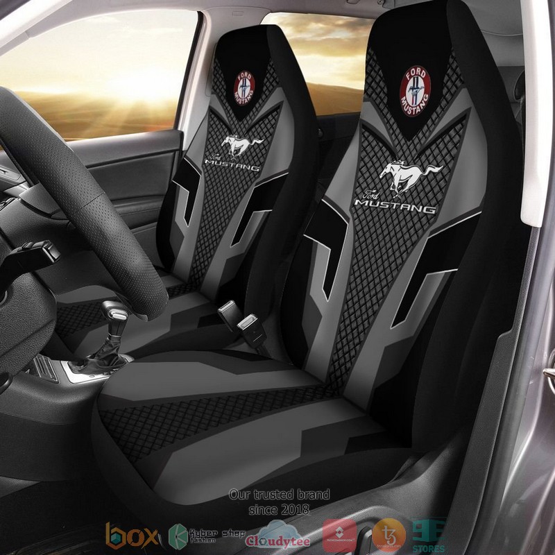 Ford_Mustang_logo_black_grey_Car_Seat_Cover