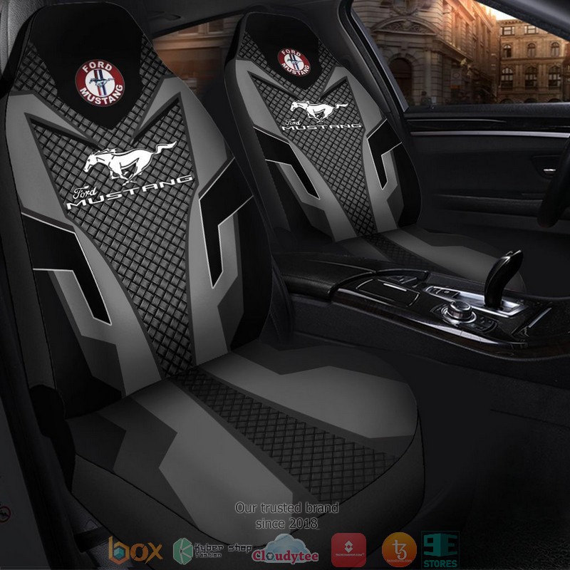 Ford_Mustang_logo_black_grey_Car_Seat_Cover_1