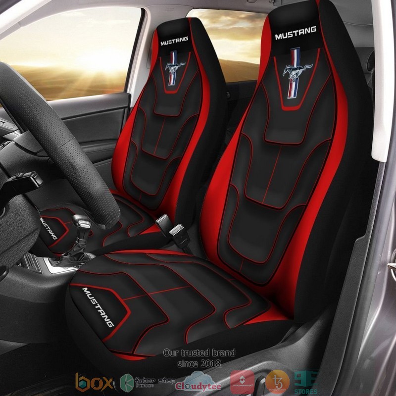 Ford_Mustang_logo_black_red_Car_Seat_Cover