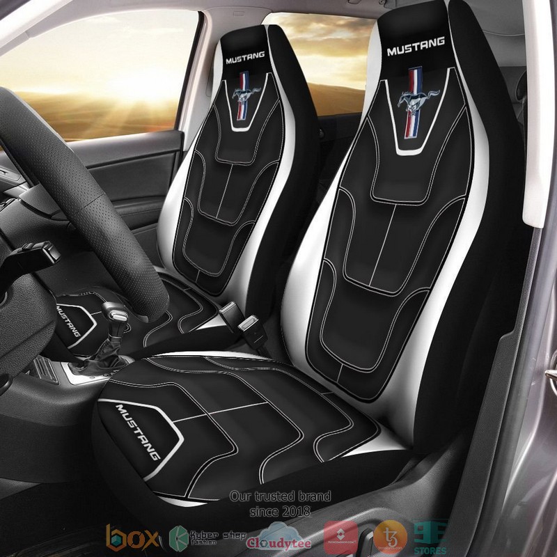 Ford_Mustang_logo_black_white_Car_Seat_Cover