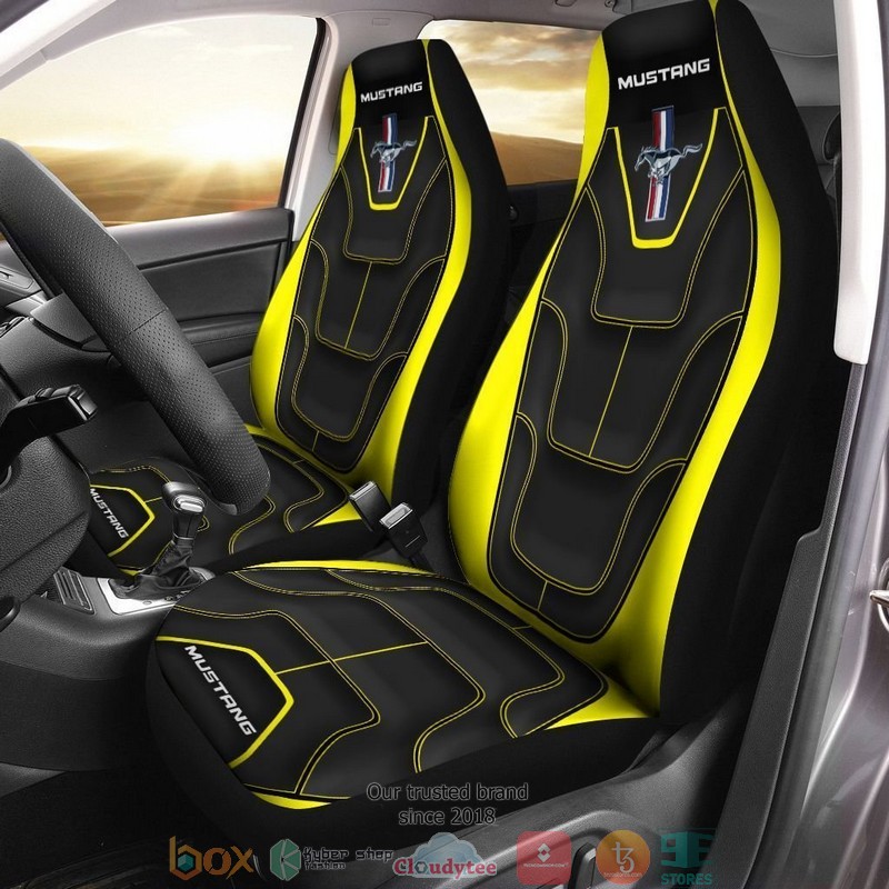 Ford_Mustang_logo_black_yellow_Car_Seat_Cover