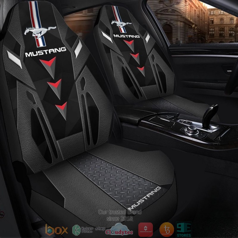 Ford_Mustang_logo_grey_black_Car_Seat_Cover