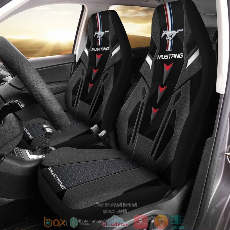 Ford_Mustang_logo_grey_black_Car_Seat_Cover_1