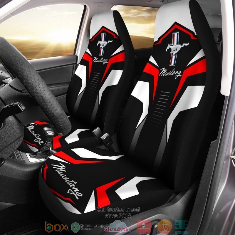 Ford_Mustang_white_black_Car_Seat_Cover