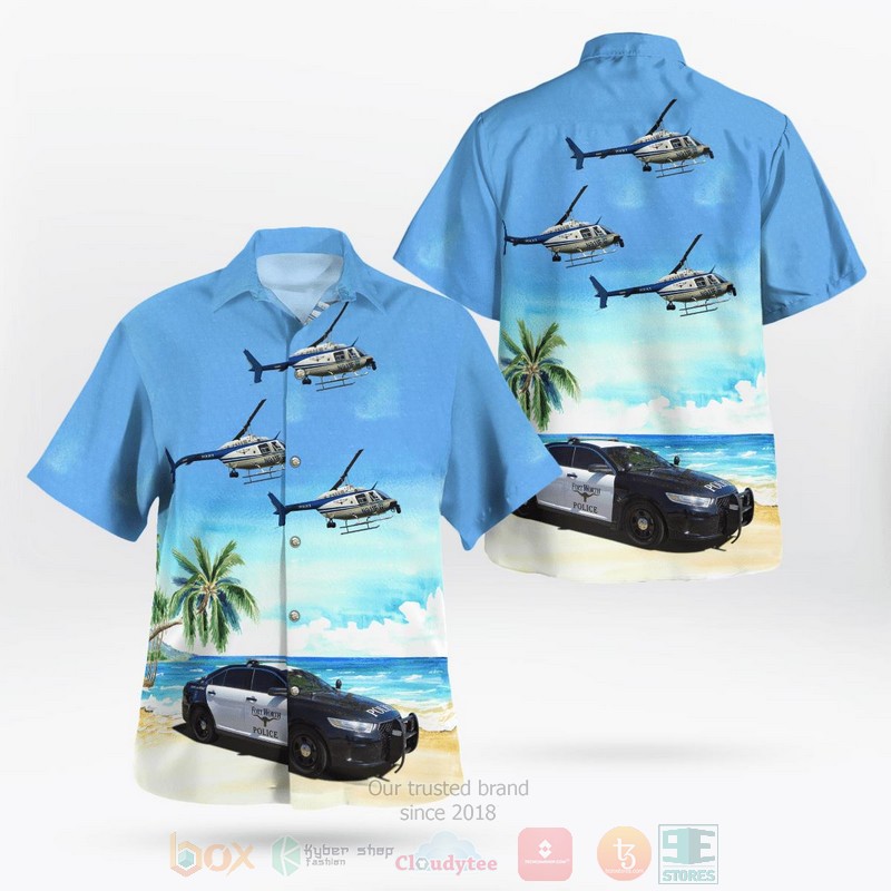 Fort_Worth_Texas_Fort_Worth_Police_Department_Ford_Taurus_Police_Interceptor_And_Bell_206B_Helicopter_Hawaiian_Shirt