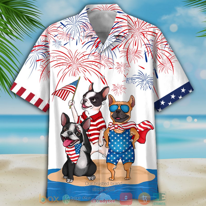French_Bulldog_Firework_Independence_Day_Hawaiian_Shirt_Shorts