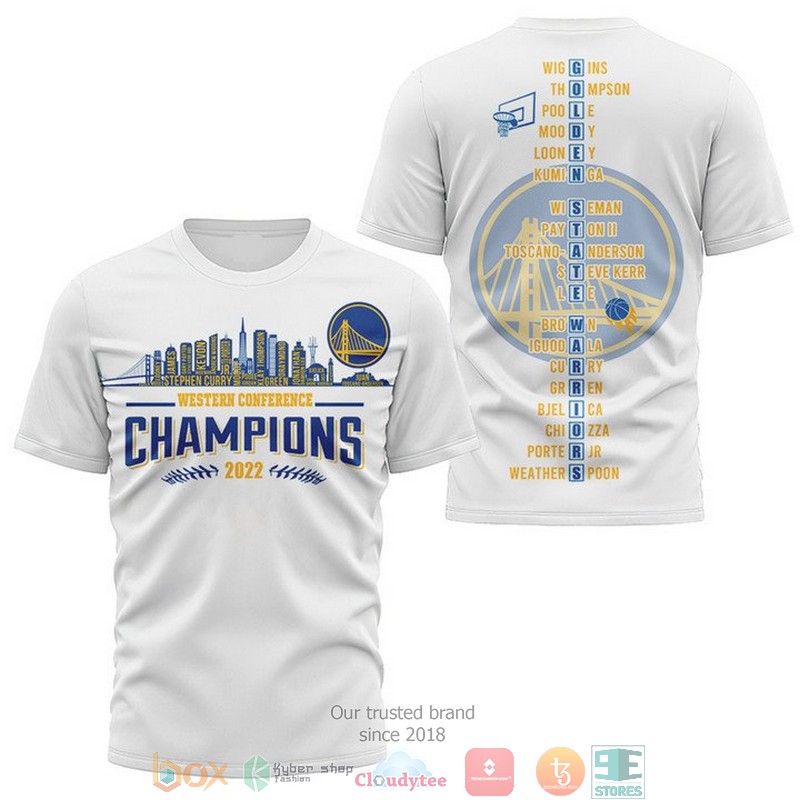 Golden_State_Warriors_Players_name_Western_Conference_Champions_2022_White_3D_shirt_Hoodie