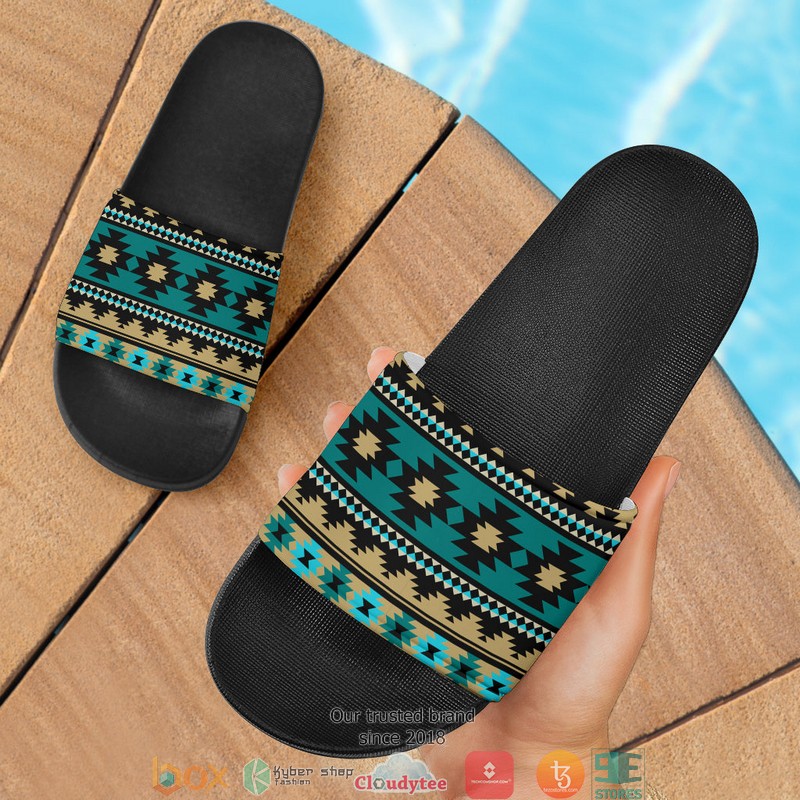 Green_Ethnic_Aztec_Slide_Sandals