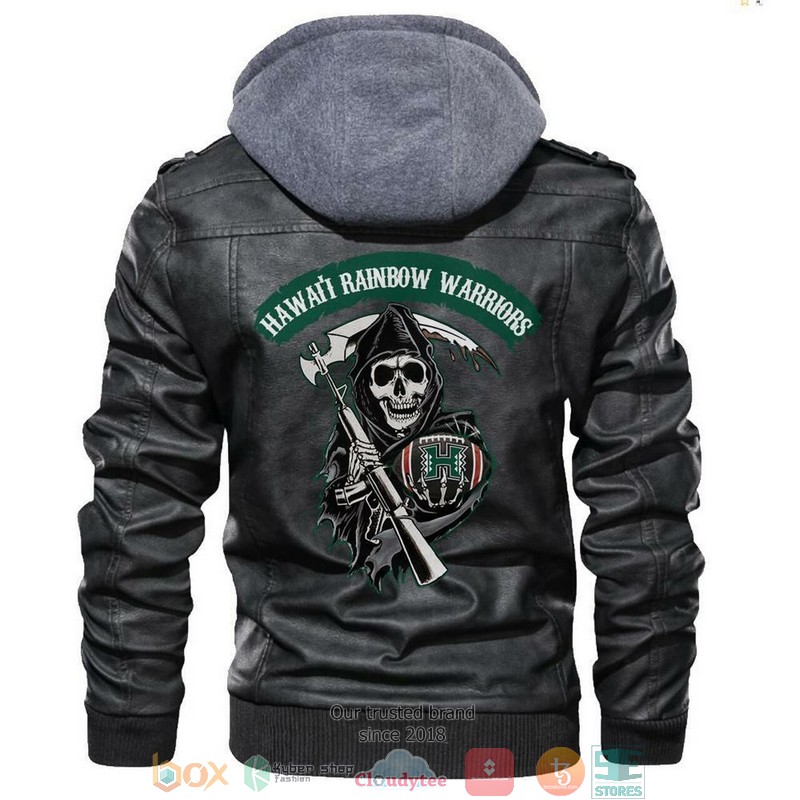 HawaiI_Rainbow_Warriors_NCAA_Football_Black_Leather_Jacket