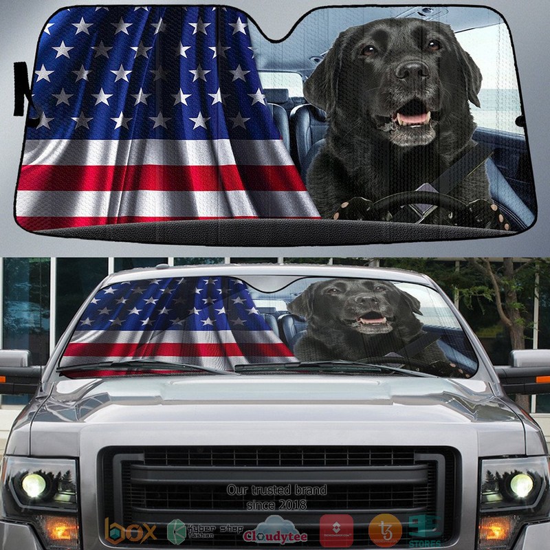 Labrador_Retriever_And_American_Flag_Independent_Day_Car_Sunshade