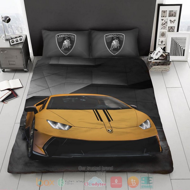 Lamborghini_Car_yellow_grey_Bedding_Set