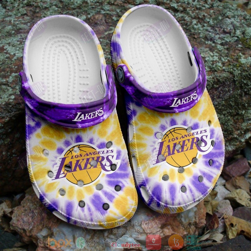 Los_Angeles_Lakers_NBA_logo_tie_dye_crocs_crocband_clog