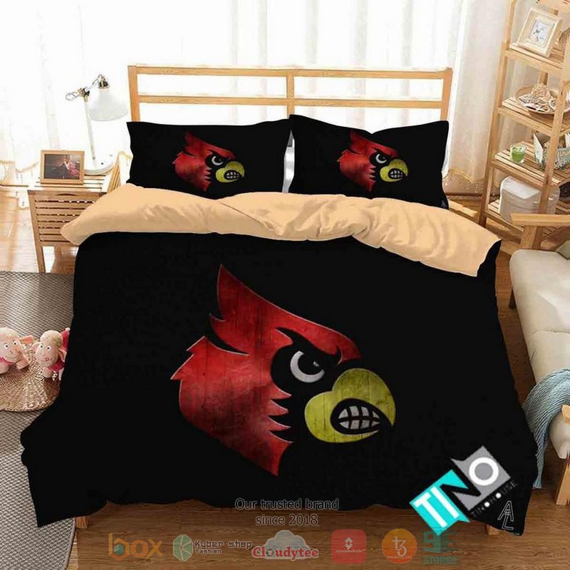 Louisville_Cardinals_NCAA_Logo_black_Bedding_Set