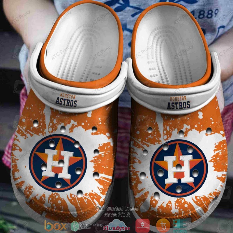 MLB_Houston_Astros_White_Orange_Crocband_Clogs