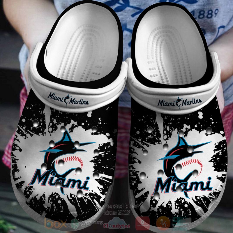 MLB_Miami_Marlins_Black-White_Crocband_Crocs_Clog_Shoes