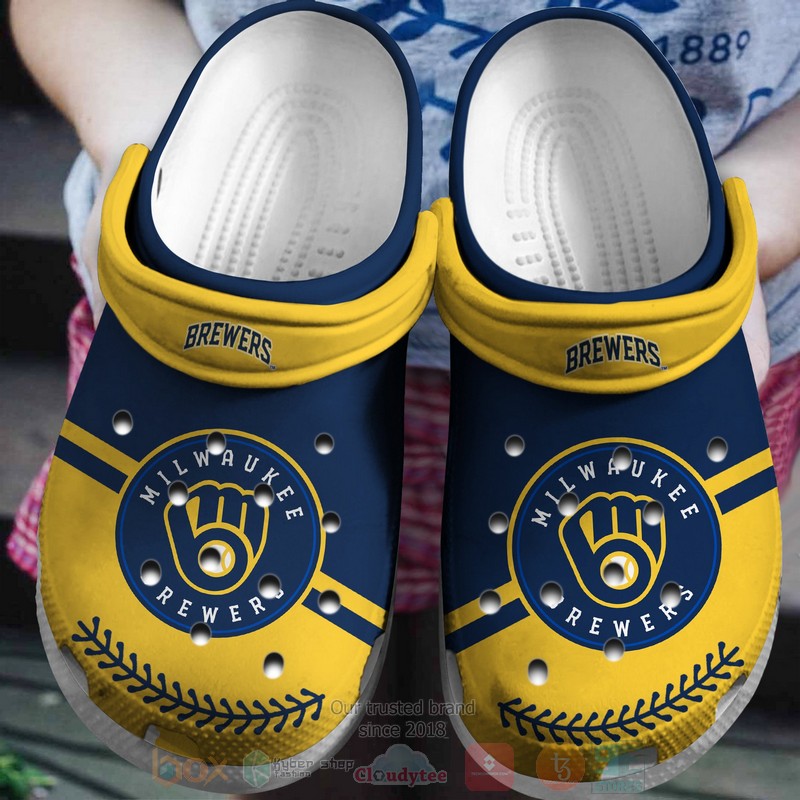 MLB_Milwaukee_Brewers_Yellow-Navy_Crocband_Crocs_Clog_Shoes