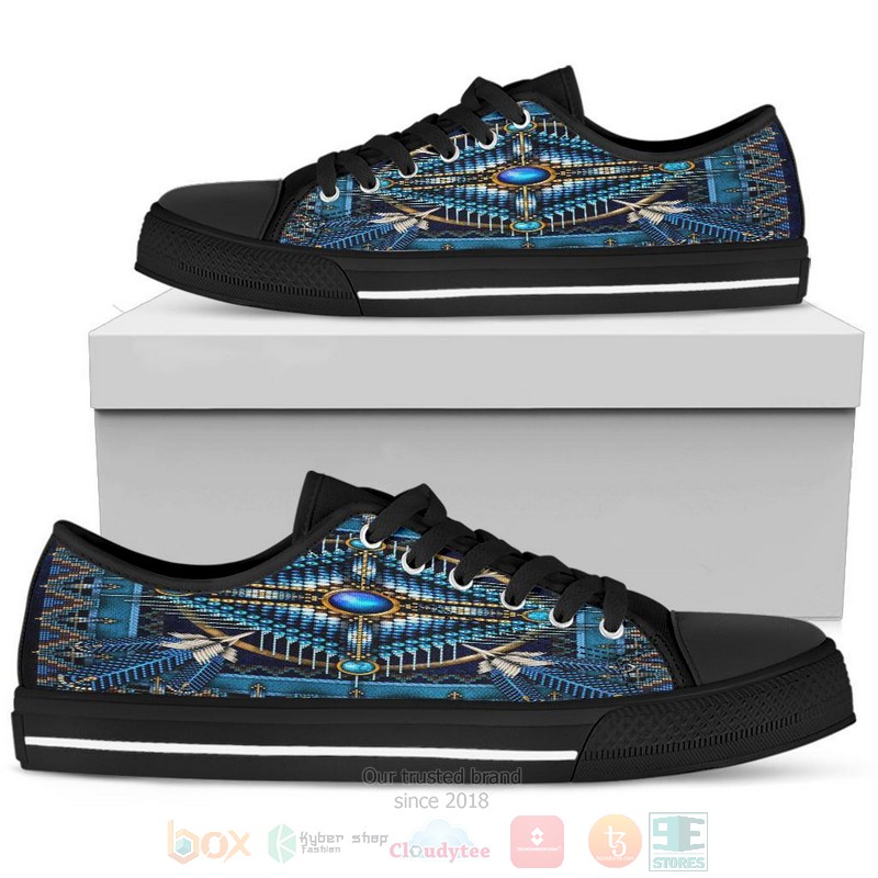 Mandala_Blue_Native_American_Design_Low_Top_Canvas_Shoe