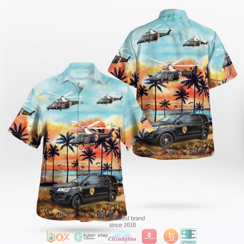 Maryland_State_Police_Ford_Utility_Interceptor_And_AgustaWestland_AW139_Helicopter_Hawaii_3D_Shirt